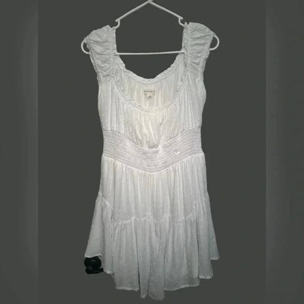 Aeropostale white textured dot dress with scoop neck NWOT